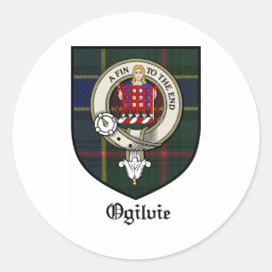 Adesivo Redondo Ogilvie Clan Crest Crachá Tartan