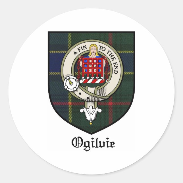 Adesivo Redondo Ogilvie Clan Crest Crachá Tartan (Frente)