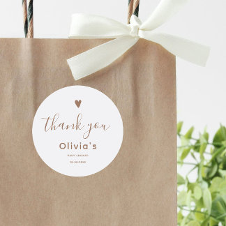 Adesivo Redondo Oh Baby Bege Obrigado