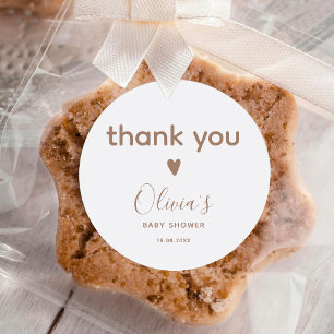 Adesivo Redondo Oh Baby Bege Obrigado Chuveiro de Bebê