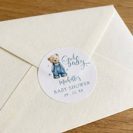 Adesivo Redondo Oh Baby Blue Jean Baby Denim Baby Shower