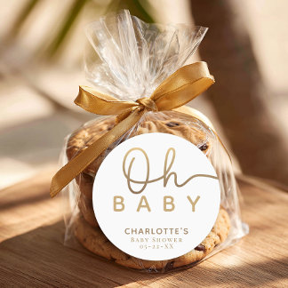 Adesivo Redondo Oh Baby Little Pearl Ocean Baby Shower Favor