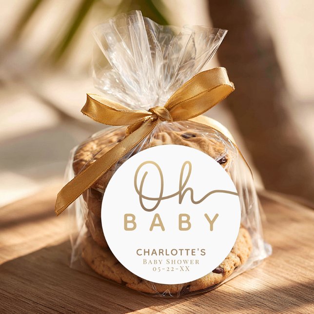 Adesivo Redondo Oh Baby Little Pearl Ocean Baby Shower Favor  (Oh Baby - Favor Sticker)