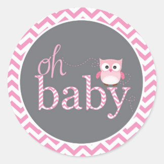 Adesivo Redondo Oh Baby Pink Chevron Own Chá Sticker