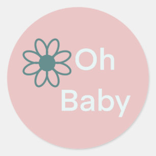 Adesivo Redondo Oh Baby Pink Floral Daisy Classic Round Sticker