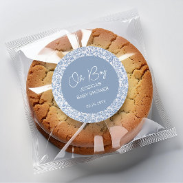 Adesivo Redondo Oh Boy Blue Toile Floral Chá de fraldas