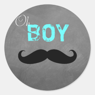 Adesivo Redondo Oh Boy Mustache Sticker