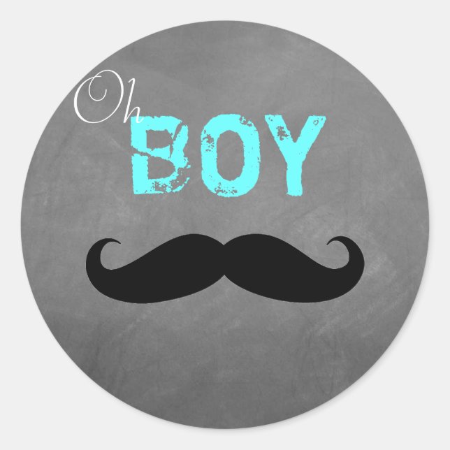 Adesivo Redondo Oh Boy Mustache Sticker (Frente)