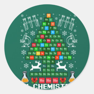 Adesivo Redondo Oh Chemistree Christmas Chemistry Science Periodic