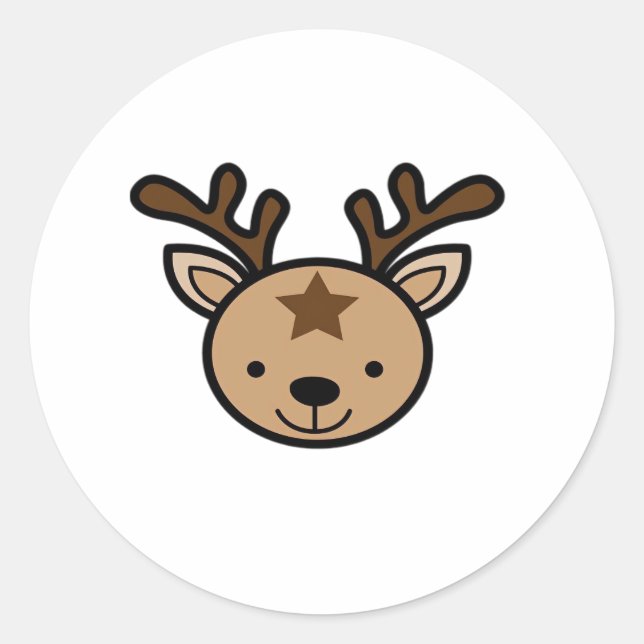 Adesivo Redondo Oh Cute Deer Minimal Design  (Frente)