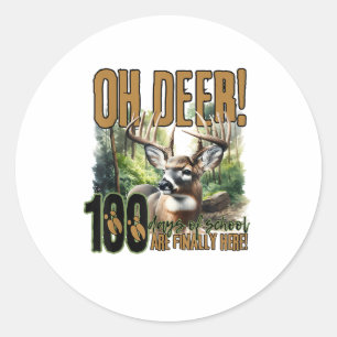Adesivo Redondo Oh Deer 100 Dias De Escola Celebração De Caça Ao V