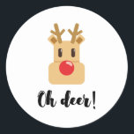 Adesivo Redondo Oh Deer Christmas<br><div class="desc">Oh Deer,  uma simples e engraçada design de Natal.</div>