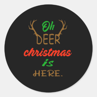 Adesivo Redondo Oh Deer Christmas Celebration Holiday Design