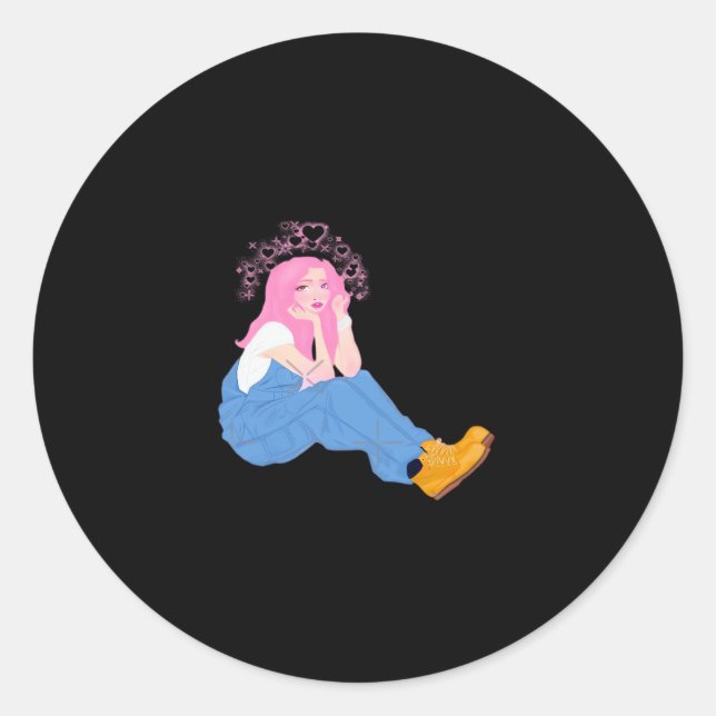 Adesivo Redondo Oh Deer Graphic Artistic Design  (Frente)