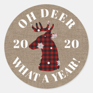 Adesivo Redondo Oh Deer Que Xadrez de Burlap Buffalo 2020