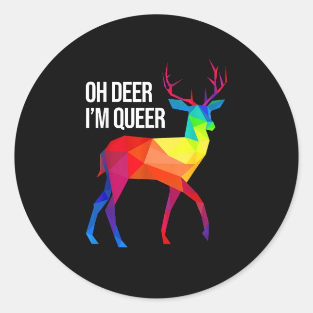 Adesivo Redondo Oh Deer Queer LGBT Pride Celebration Design  (Frente)