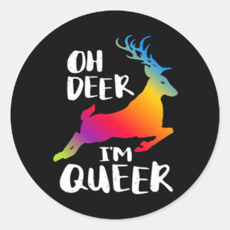 Adesivo Redondo Oh Deer Queer Pride Minimal Artistic Style