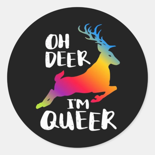 Adesivo Redondo Oh Deer Queer Pride Minimal Artistic Style (Frente)