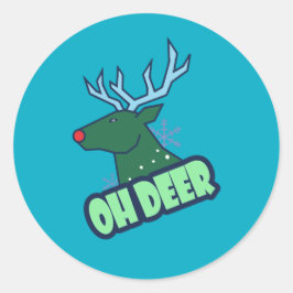 Adesivo Redondo OH DEER Veado de Natal Engraçado