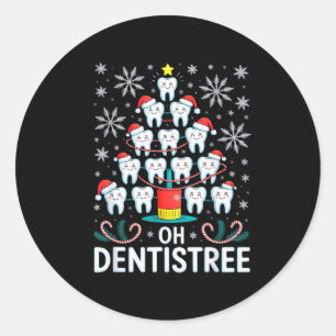 Adesivo Redondo Oh Dentistree - Árvore de Natal Divertida Higiene