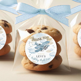 Adesivo Redondo Oh How Time Flies Airplane Birthday Party Favor