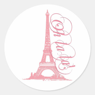 Adesivo Redondo Oh La La - Torre Eiffel Paris França