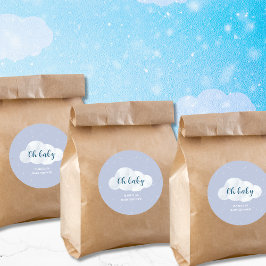 Adesivo Redondo Oh Menino Azul Nuvens Azuis Chá de fraldas das Est