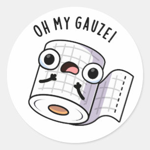 Adesivo Redondo Oh Meu Gaz Funny Primeiro Socorro Trocadilho 