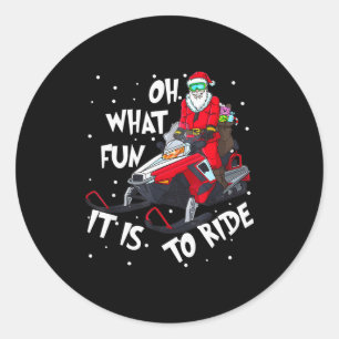 Adesivo Redondo Oh Que Diversão É Andar De Trenó Do Papai Noel No