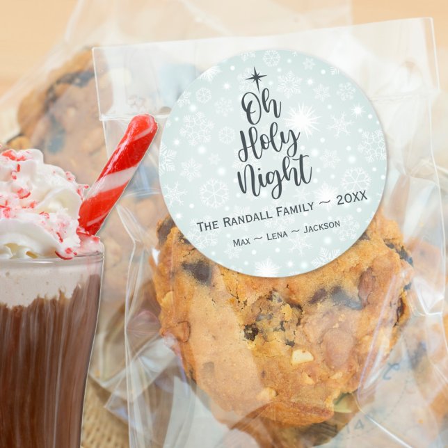Adesivo Redondo Oh Santa Noite Personalizada Natal Religioso (Oh Holy Night Custom Religious Christmas Sticker)
