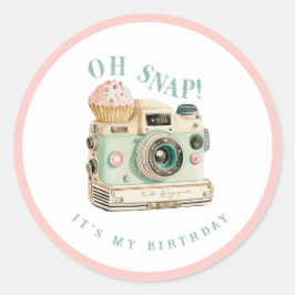Adesivo Redondo Oh Snap | Aniversário da Câmera