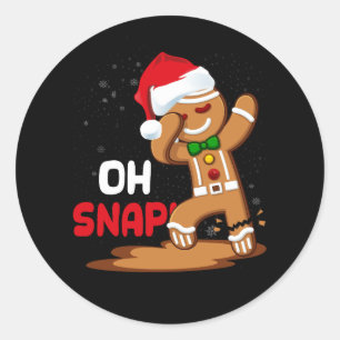 Adesivo Redondo Oh Snap Dabbing Gingercake Man Happy Holiday Chri