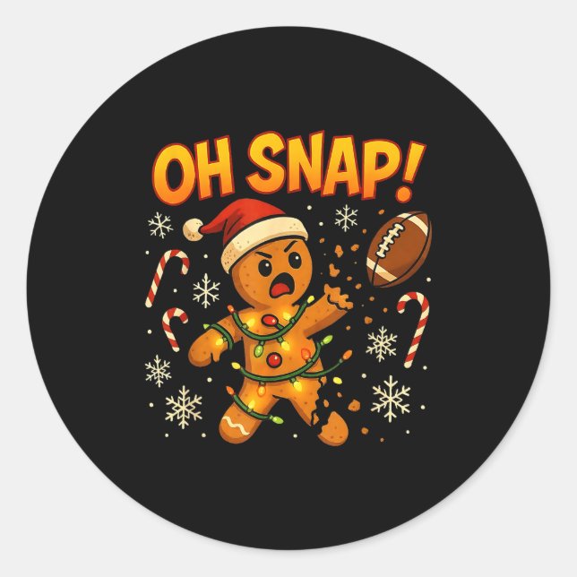 Adesivo Redondo Oh Snap Funny Gingerbread Football Christmas Light (Frente)