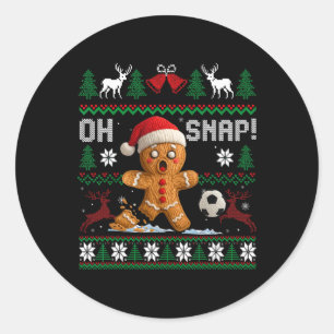 Adesivo Redondo Oh Snap Futebol Gingerbreadman Natal Xmas Feio