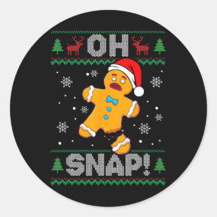 Adesivo Redondo Oh Snap Gingercake Homem de Natal Cookie Feia