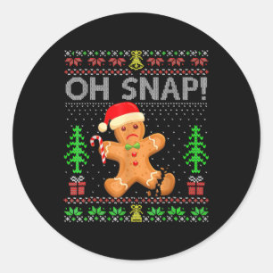 Adesivo Redondo Oh Snap Gingerpão Homem Natal Natal Natal Holida F