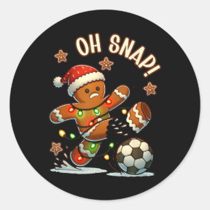 Adesivo Redondo Oh Snap Homem de Pão de Gengibre Natal Futebol 