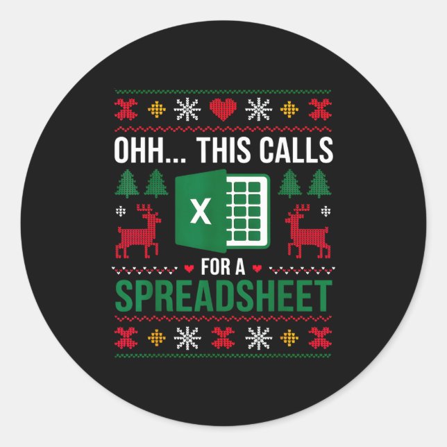 Adesivo Redondo Oh This Calls For A Spreadsheet Christmas  (Frente)