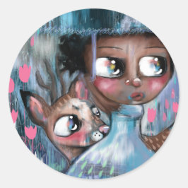 Adesivo Redondo Oh! Veado Está Chovendo