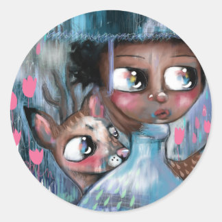 Adesivo Redondo Oh! Veado Está Chovendo