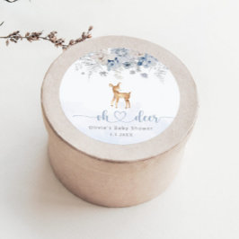 Adesivo Redondo Oh veado inverno azul menino baby shower