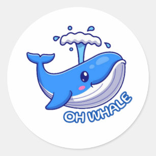 Adesivo Redondo Oh Whale Sticker