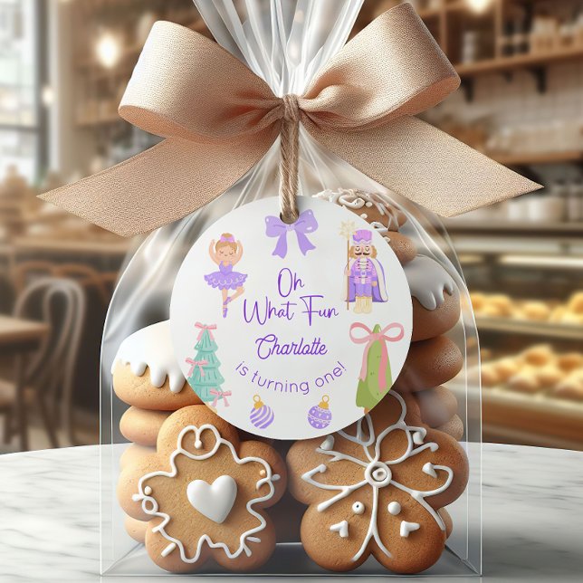 Adesivo Redondo Oh What Fun Purple Nutcracker Birthday (Criador carregado)
