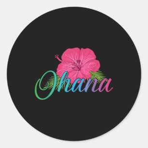 Adesivo Redondo Ohana Aloha Hawaii Da Ilha - Sinta O Fluxo