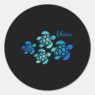 Adesivo Redondo Ohana Sea Turtle Family Hawaii Vacinação Tropical