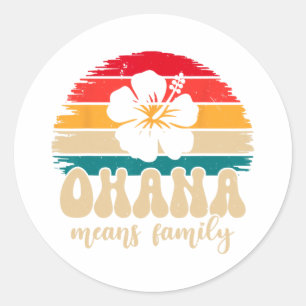Adesivo Redondo Ohana significa Férias de Verão da Família Havaí