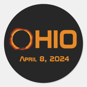 Adesivo Redondo Ohio 2024 Eclipse Solar Total
