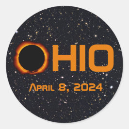 Adesivo Redondo Ohio 2024 Eclipse Solar Total
