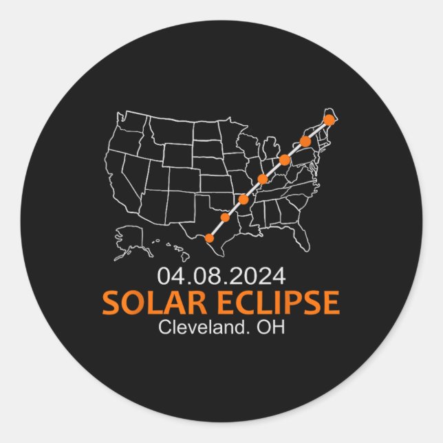 Adesivo Redondo Ohio 2024 Eclipse Solar Total (Frente)