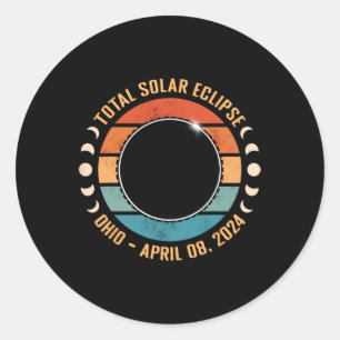Adesivo Redondo Ohio 2024 Totalidade do Eclipse Solar Totality Pat